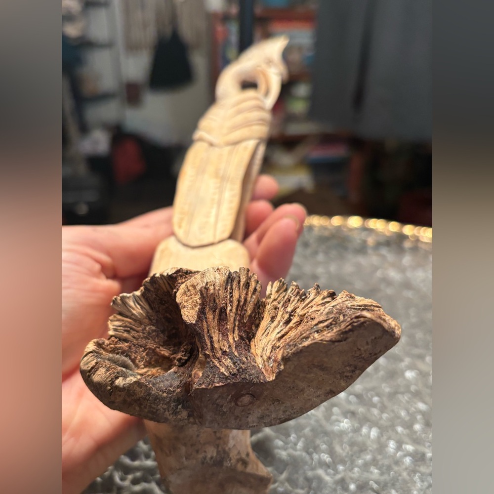 1930s Art Deco Organic Root Wood Root Hand Carved Heron Folk Art Statue 11in - Picture 8 of 13